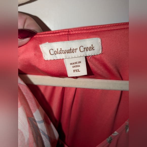 Coldwater Creek Coral Floral Dress & Sheer Kimono Set PXL EUC - Picture 4 of 10